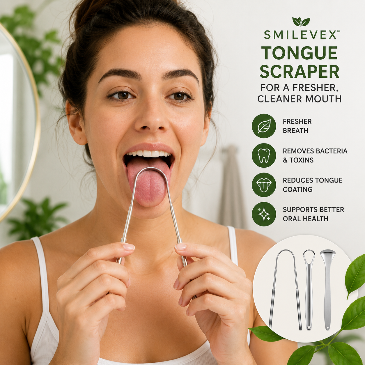 Smilevex™ Premium Stainless Steel Tongue Scraper Set (3 PCS)