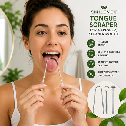 Smilevex™ Premium Stainless Steel Tongue Scraper Set (3 PCS)