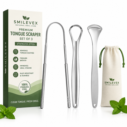 Smilevex™ Premium Stainless Steel Tongue Scraper Set (3 PCS)