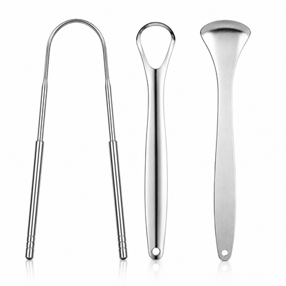 Smilevex™ Premium Stainless Steel Tongue Scraper Set (3 PCS)