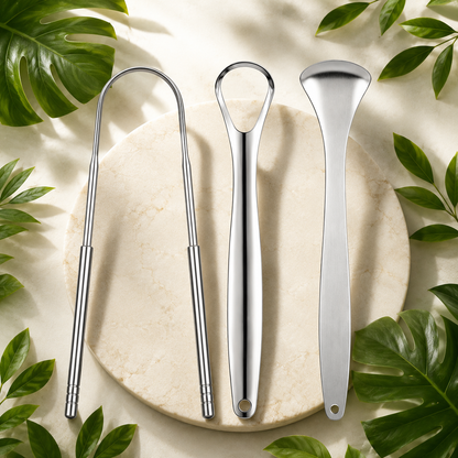 Smilevex™ Premium Stainless Steel Tongue Scraper Set (3 PCS)